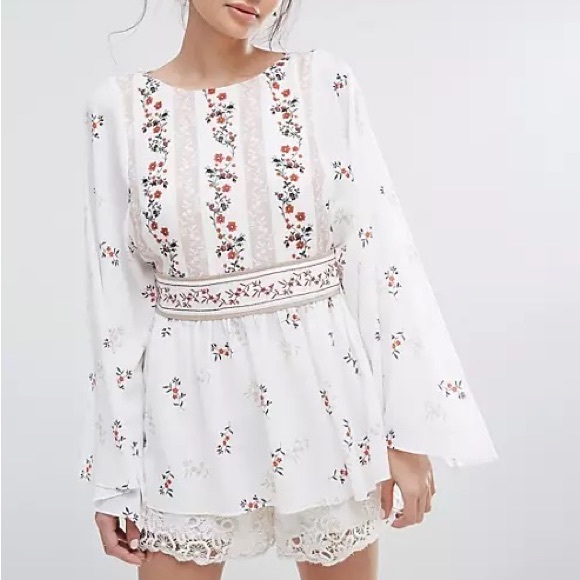 NWT ASOS Endless Rose Floral Printed Top with Open Back - Picture 3 of 3